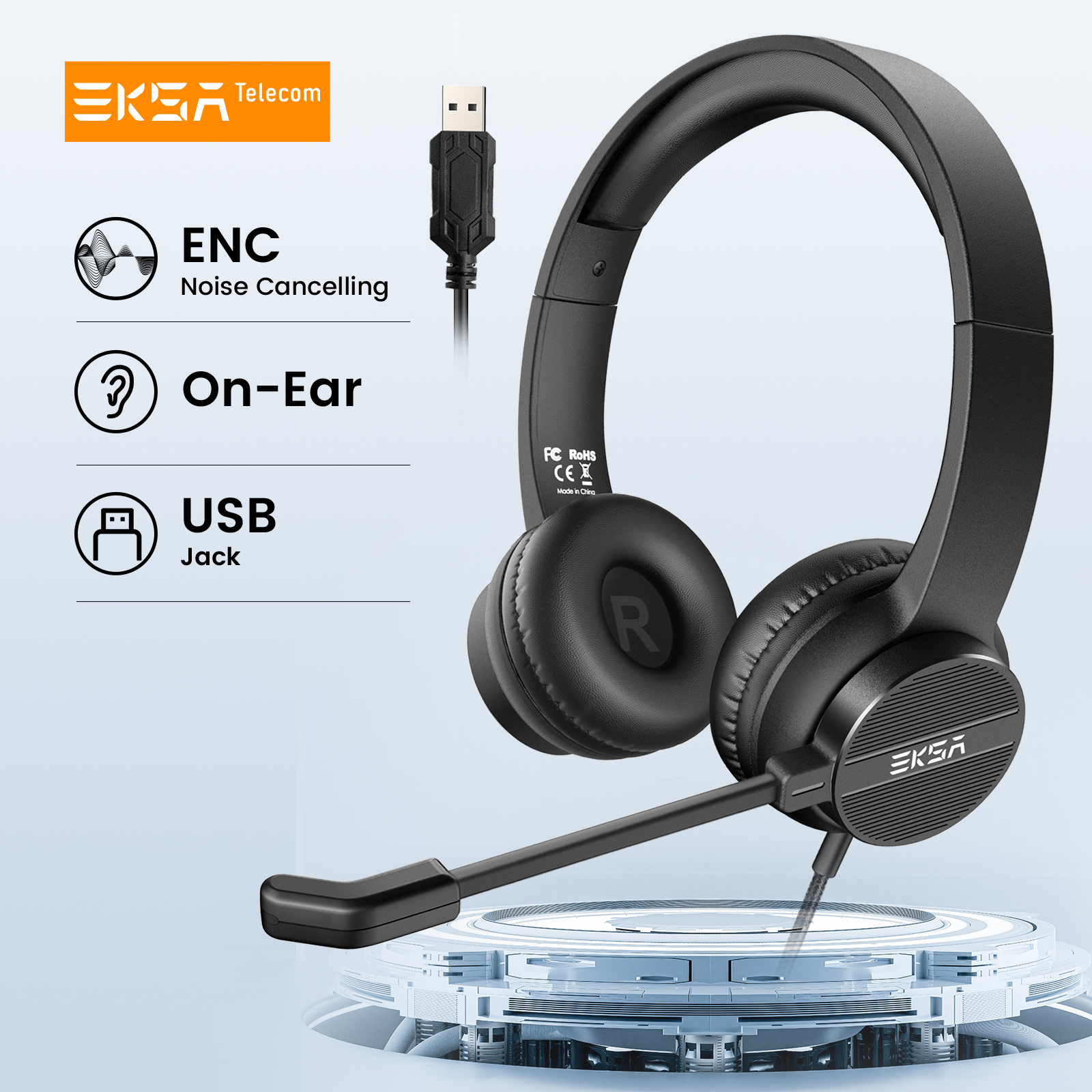 Gaming Set Accessories - EKSA H12E Office Headset On-Ear USB