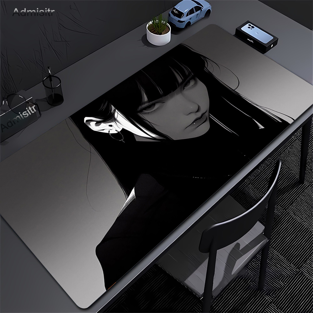 Gaming Accessories Setup - Black Anime Dark Girl Table Mat